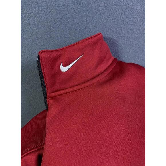 NIKE 1/2 Zip Therma-FIT Cover-UP Crimson/Black Men's L Mock Neck Running Workout - Picture 2 of 13